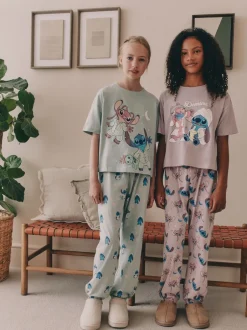 Next Violet/vert - Lilo & Stitch Survêtement Pyjamas 2 Pack (3-16ans) New
