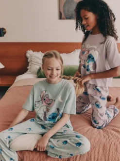 Next Violet/vert - Lilo & Stitch Survêtement Pyjamas 2 Pack (3-16ans) New