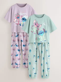 Next Violet/vert - Lilo & Stitch Survêtement Pyjamas 2 Pack (3-16ans) New