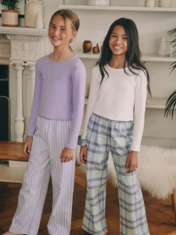 Next Violet/vert - Lot de 2 pantalons de pyjama tissés (3-16ans)
