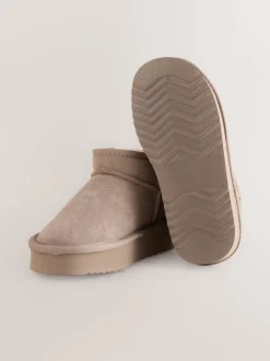 Next - Flatform Mini Bottes Pull-On en daim doublées chaudes et déperlantes Vison Outlet