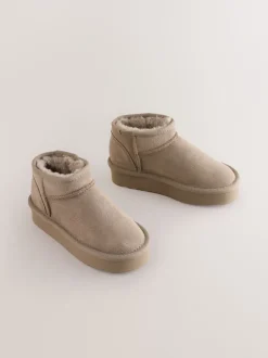 Next Vison - Flatform Mini Bottes Pull-On en daim doublées chaudes et déperlantes Hot