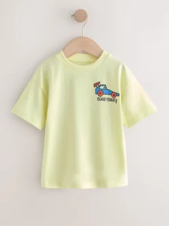 Next Voitures bleu/vert/rouge/orange/jaune - Lot de 5 petits T-shirts graphiques à manches courtes (3mois-7ans) Outlet