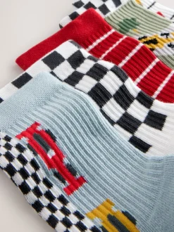 Next Voitures de course rouge/blanc - Semelle intérieure coussinée Chaussettes côtelées en coton riche 5 Pack Outlet