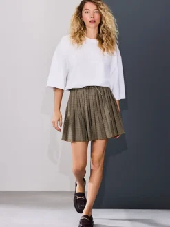 Next Vérification Brown - Jupe courte plissée à enfiler Outlet