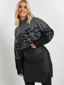 Yours Curve Minijupe fendue et enduite Discount