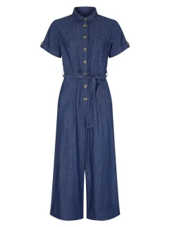 Yumi 100% Coton Denim Button Jumpsuit Hot