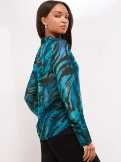 Lipsy Zèbre bleu - Chemises imprimées en mousseline Discount